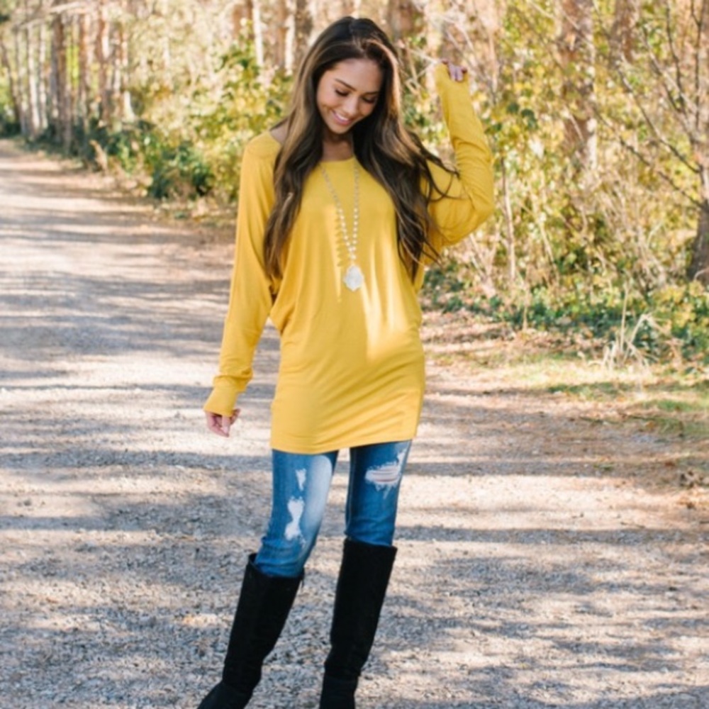 NWT Soft and Perfect Dolman Top Mustard New